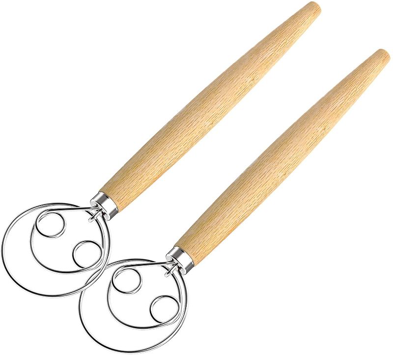 Photo 1 of 2PC LOT
Danish Dough Whisk, Acerich 2 Pack Danish Whisk Hook 13Inch Stainless Steel Dutch Style Bread Whisk Wooden Hand Mixer Making Tools for Cake, Bread, Cookie, Pizza Dough

BURLIHOME Skewers,15 Inch Skewers for Grilling 10Pcs Reusable Stainless Steel 