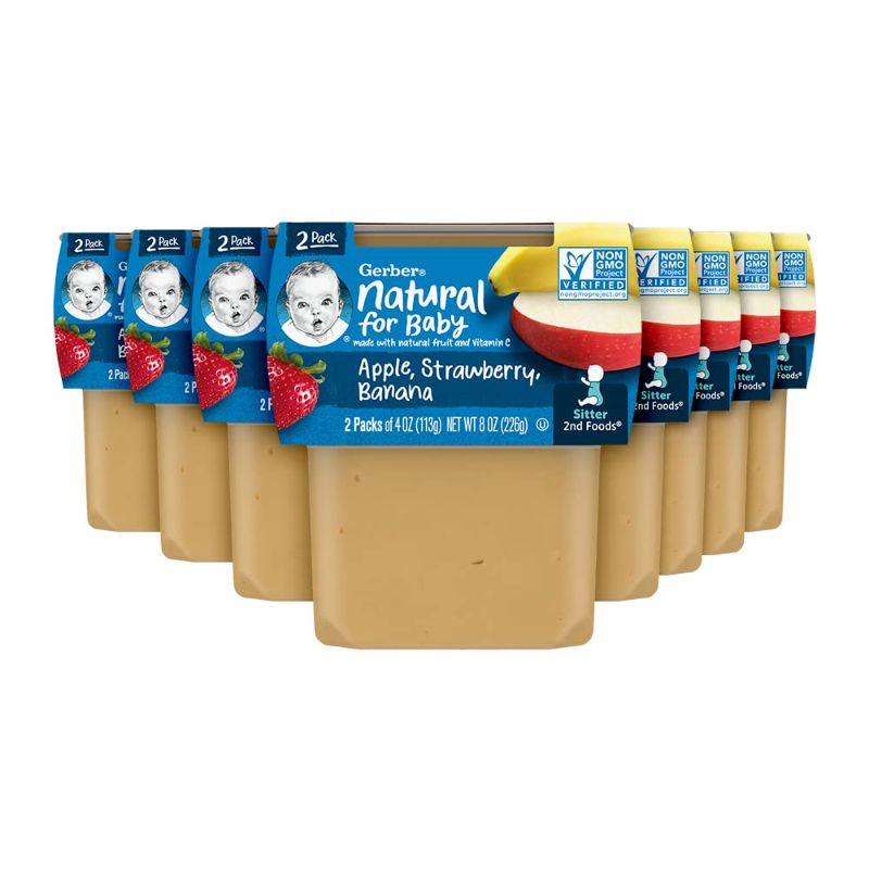 Photo 1 of Gerber Baby Food 2nd Foods Blends, Apple Strawberry Banana Puree, Natural & Non-GMO, 4 Ounce Tubs, 2-Pack (Pack of 8)
EXP 12/31/21