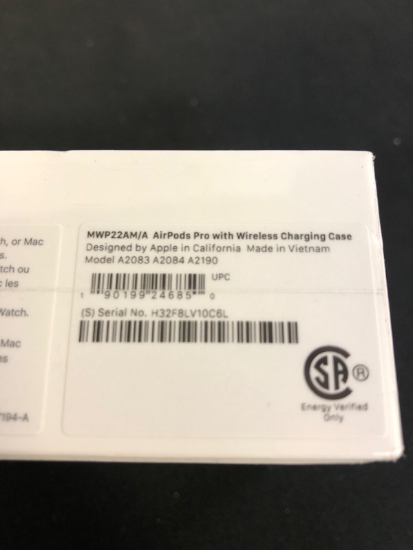 Photo 5 of Apple AirPods Pro
MODEL # A2083 A2084 A2190