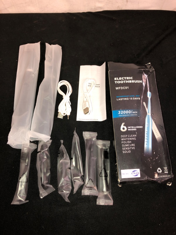 Photo 1 of 2PK BLACK ELECTRIC TOOTHBRUSH WITH 6 ADDITIONAL BRUSH HEADS