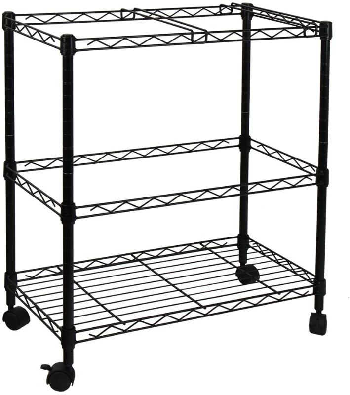 Photo 1 of Oceanstar 2-Tier Metal Rolling File Cart, 24 in, Black
