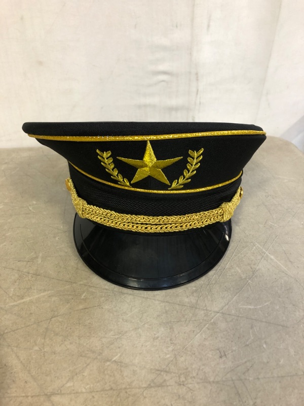 Photo 2 of Adults Black Uniformed Military Officer Hat Costume Accessory Standard Size - All
