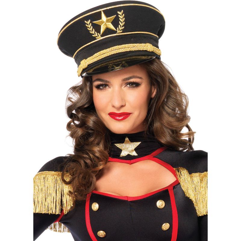 Photo 1 of Adults Black Uniformed Military Officer Hat Costume Accessory Standard Size - All
