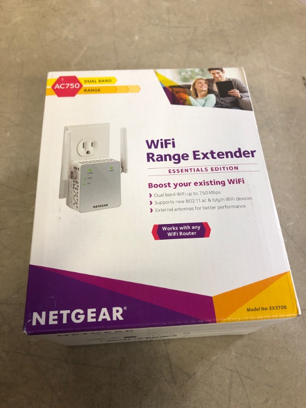 Photo 1 of NETGEAR AC750 WiFi Range Extender, EX3700 - 2.40 GHz, 5 GHz - 1 X Network (RJ-45) - Ethernet, Fast Ethernet - Wall Mountable
