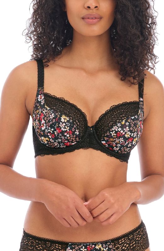 Photo 1 of Freya Boho Vibes Underwire Plunge Bra, Size 34F in Black at Nordstrom
