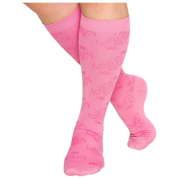 Photo 1 of Lish In Bloom Wide Calf Compression Socks - Graduated 15-25 mm Hg Knee High Floral Pattern Plus Size Support Stockings - LISH
4 COUNT, SIZE S/M
