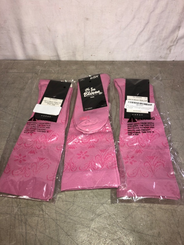 Photo 2 of Lish In Bloom Wide Calf Compression Socks - Graduated 15-25 mm Hg Knee High Floral Pattern Plus Size Support Stockings - LISH
3 COUNT, SIZE S/M