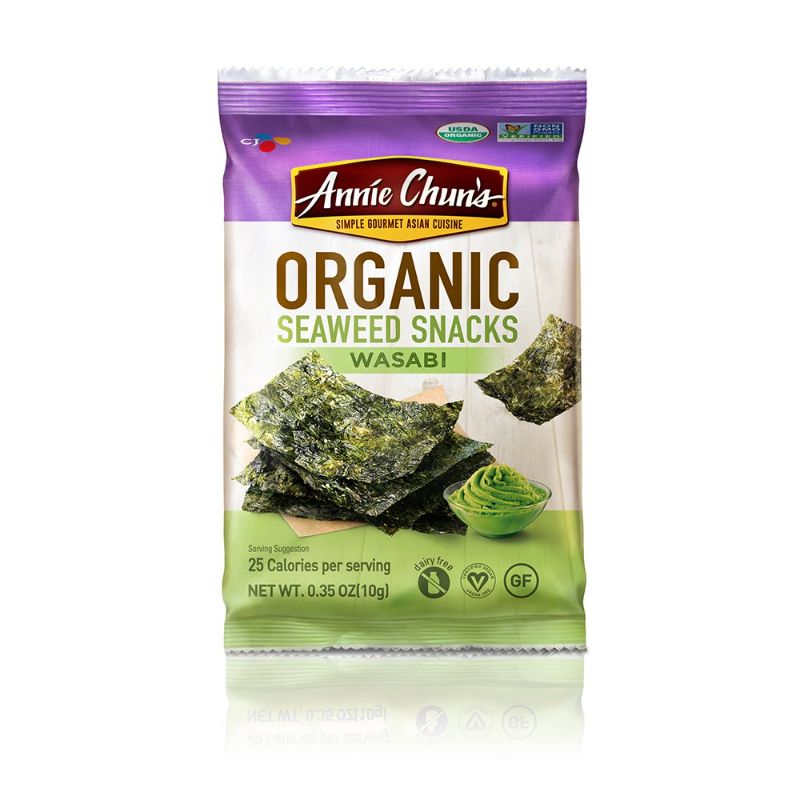 Photo 1 of Annie Chun's Organic Seaweed Snacks, Wasabi, Organic, Non GMO, Vegan, Gluten Free, 0.35 Oz (Pack of 12)
EXP 02/03/22