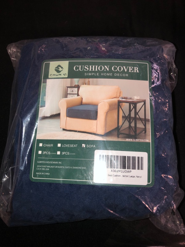 Photo 2 of CHUN YI Stretch Houndstooth Couch Cushion Cover Suitable for Armchair Loveseat Sofa, Cushion Seat Slipcover with Spandex Swallow Gird Universal Fabric(Large,Dark Blue)
