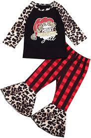 Photo 1 of Christmas Outfits Toddler Baby Girl Red Plaid Tops + Striped Bell-Bottom Pant Fall Winter Clothes
SIZE 18-28 MOS 
