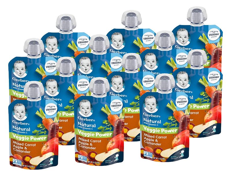 Photo 1 of Gerber 2nd Foods Natural with Vitamin C Veggie Power Pouch, Mixed Carrot Apple & Coriander, 3.5 OZ, 6 CT
EXP 02/28/22