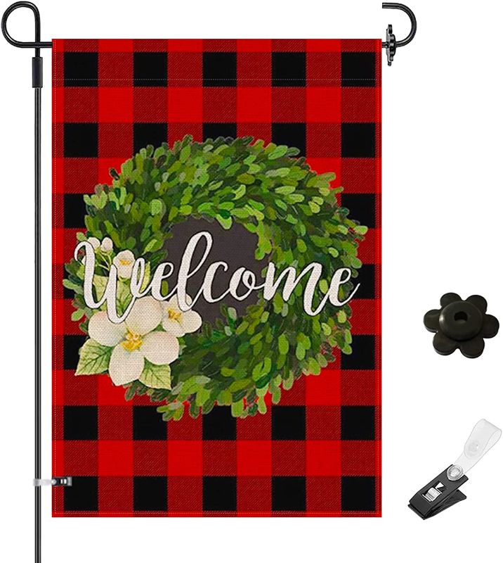 Photo 1 of 2PC LOT
Welcome Garden Flag 12x18 Inch Double Sided Burlap Yard Flag for outside Decorations

FLASH WORLD Christmas Tree Topper,38x15 Inches Large Toppers Bow with Streamer Wired Edge for Christmas Decoration (Red and Green)

