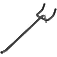 Photo 1 of 8 in. Single Peg Hook in Powder Coated Black Steel (Fits 1/4 in. Pegboards) 15 pack 
