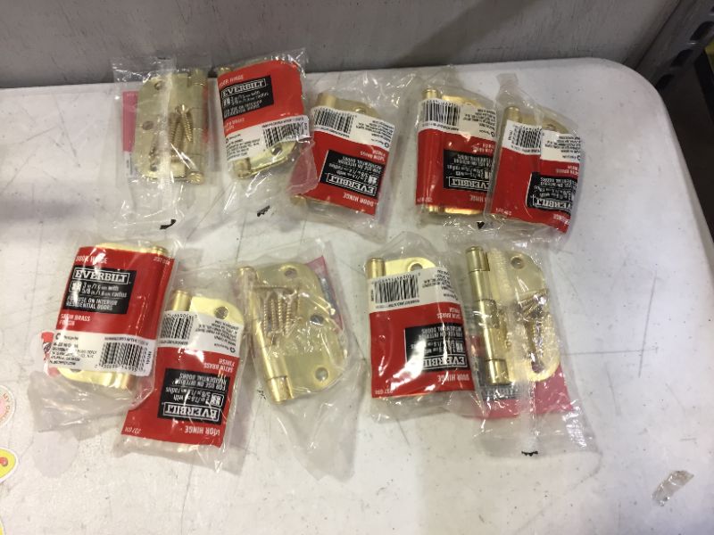 Photo 1 of 3 in. Satin Brass 5/8 in. Radius Door Hinge 10 pack 
