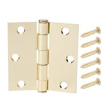 Photo 1 of 3 in. Satin Brass Square Corner Door Hinge 10 pack 
