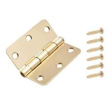 Photo 1 of 3 in. Satin Brass 1/4 in. Radius Door Hinge 10 pack 
