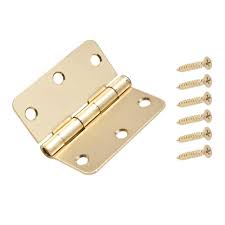 Photo 1 of 3-1/2 in. x 1/4 in. Satin Brass Radius Door Hinge 15 pack 
