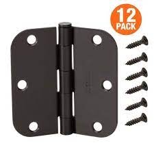 Photo 1 of 3-1/2 in. x 5/8 in. Radius Oil-Rubbed Bronze Door Hinge Value Pack (12 per Pack)
