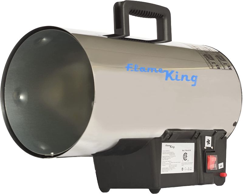 Photo 1 of Flame King 60,000 BTU Portable Propane Gas Tank Forced Air Heater Outdoor Great for Jobsite, Construction, Garage, Patio
