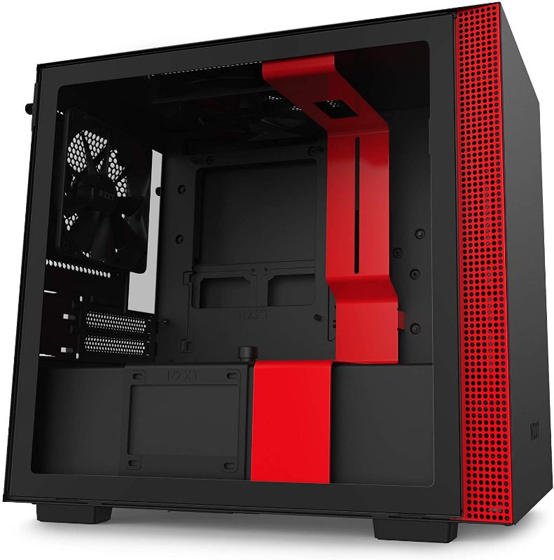 Photo 1 of NZXT H210 - CA-H210B-BR - Mini-ITX PC Gaming Case - Front I/O USB Type-C Port - Tempered Glass Side Panel - Cable Management System - Water-Cooling Ready - Radiator Bracket - Black/Red
