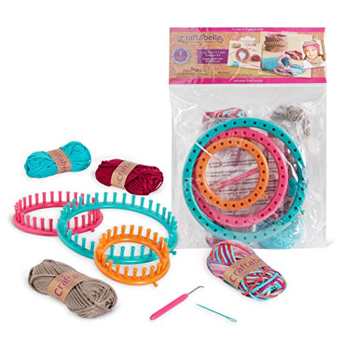 Photo 1 of Craftabelle – Cozy Cuffs & Cowls Creation Kit – Beginner Knitting Kit – 9pc Weaving Set with Circular Loom and Accessories – DIY Craft Kits fo
