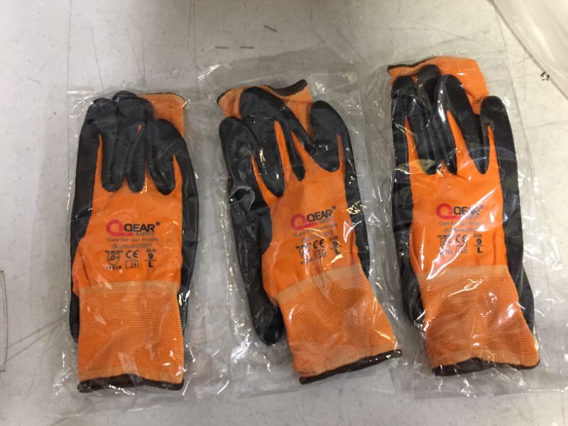 Photo 2 of QQEAR SAFETY Work Gloves for Men and Women, Grip, Nitrile Coated, 3 Pairs
size L