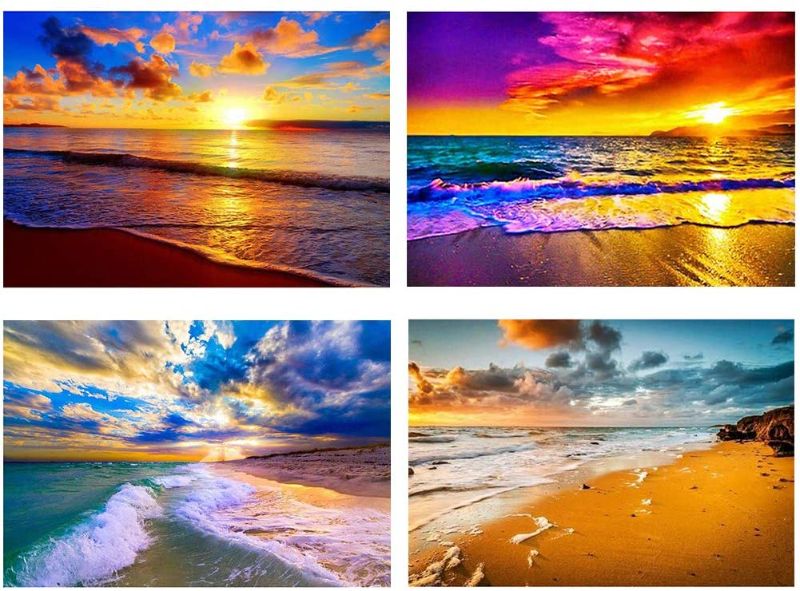 Photo 1 of 5D Diamond Painting Kit Full Round Drill,5D Round Full Round Drill Art Perfect for Relaxation and Home Decor Colorful Beach in 4 Pack by YIGANERJING
