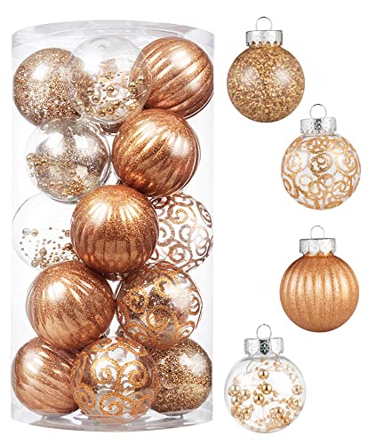 Photo 1 of XmasExp 20ct Christmas Ball Ornaments Set -Clear Plastic Shatterproof Xmas Tree Ball Hanging Baubles Stuffed Delicate Glittering for Holiday Wedding X
