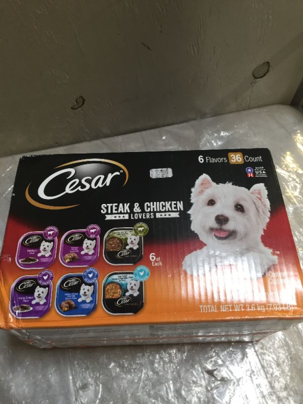 Photo 5 of (36 Pack) CESAR Wet Dog Food Steak and Chicken Lovers Variety Pack with Real Meat or Real Chicken, 3.5 Oz. Easy Peel Trays

exp 3/2023