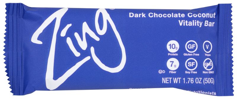 Photo 1 of Zing Bars Vitality Bar Dark Chocolate Coconut 12 Bars
exp apr 17 2022 (factory sealed)
