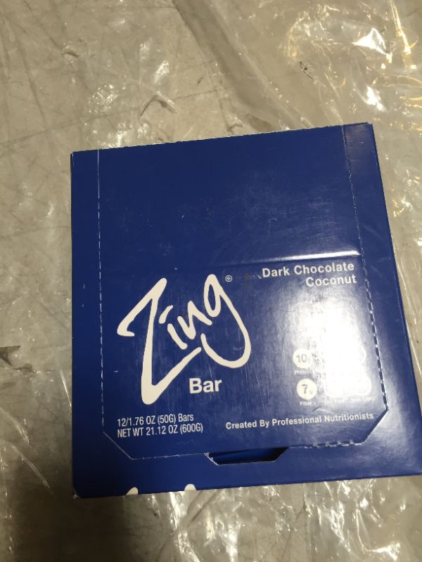 Photo 3 of Zing Bars Vitality Bar Dark Chocolate Coconut 12 Bars
exp apr 17 2022 (factory sealed)