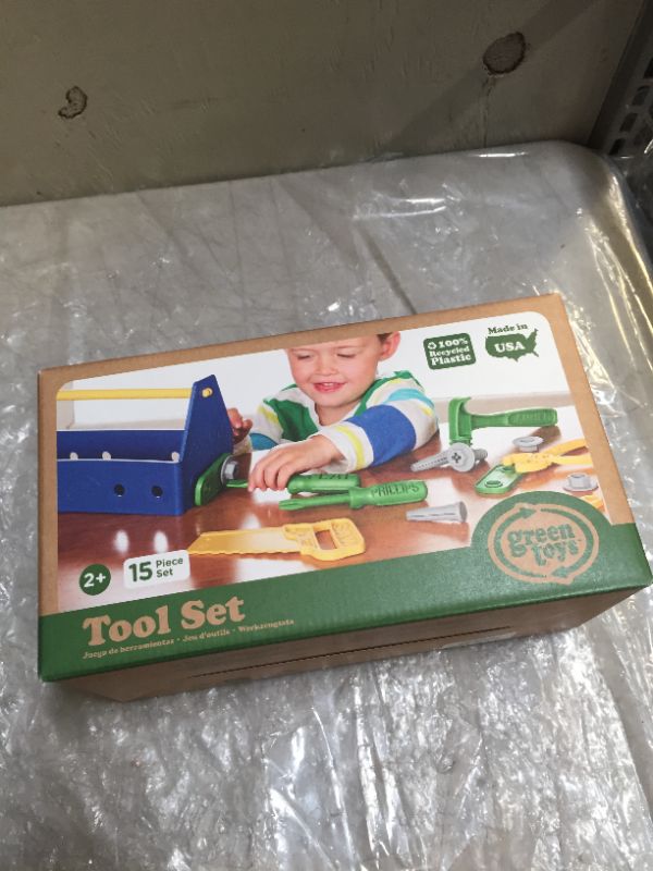Photo 1 of Green Toys Tool Set, Blue - 15 Piece Pretend Play, Motor Skills, Language & Communication Kids Role Play Toy. No BPA, phthalates, PVC. Dishwasher Safe, Recycled Plastic, Made in USA.
