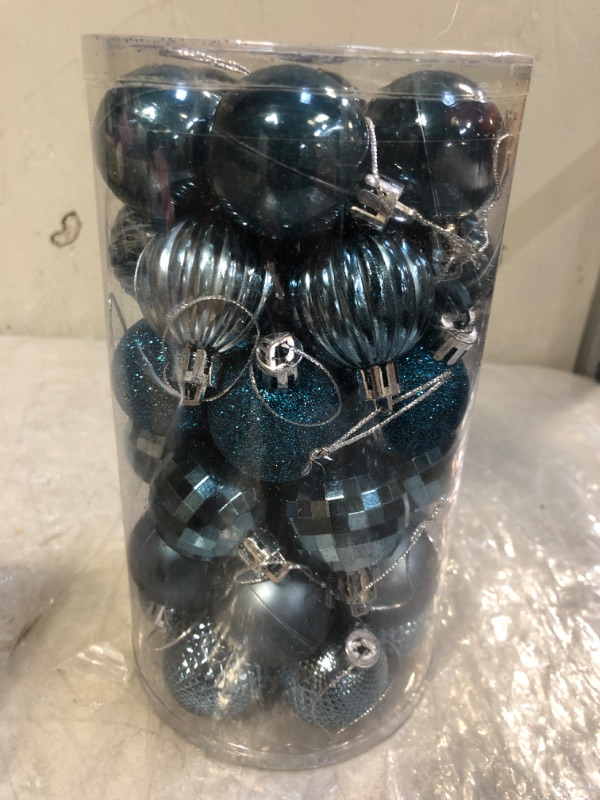 Photo 2 of 
Sea Team 41-Pack Christmas Ball Ornaments with Strings, 40mm/1.57-Inch Small Size Baubles, Shatterproof Plastic Christmas Bulbs, Hanging Decorations ..Stone blue