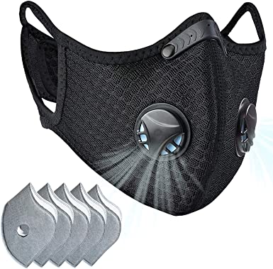 Photo 1 of 
Dust mask with Filter,Sports Face Mask, 5 Filters and 2 Valves Included,Replaceable Filters and Washable Masks for Running, Cycling, Skiing ...