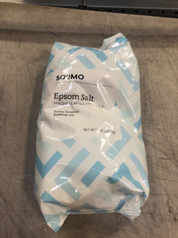 Photo 1 of Amazon Brand - Solimo Epsom Salt Soak, Magnesium Sulfate USP, 8 Pound 8 Pound (Pack of 1)---EXPIRES 11/2024---