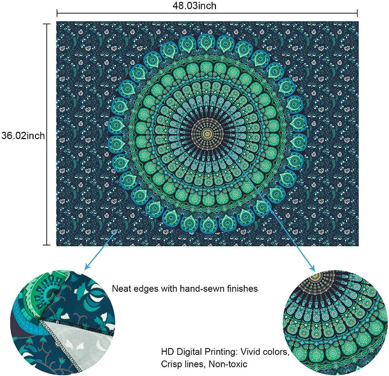 Photo 1 of Bohemian Mandala Tapestry Hippie Tapestries Psychedelic Peacock Boho Tapestry Wall Hanging for Bedroom?Blue, 36.02 x 48.03 inches?
