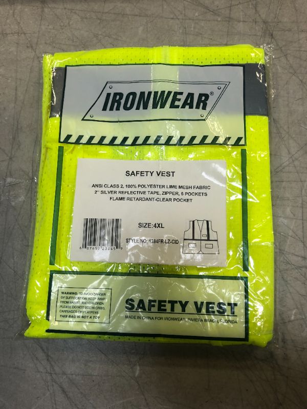 Photo 2 of 1284FR-LZ-CID Flame Resistant Lime Mesh Class 2 Vest Clear ID Badge---4X---