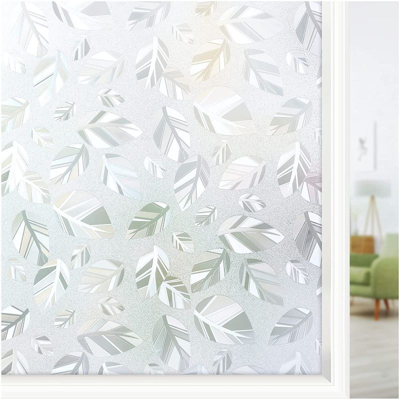 Photo 1 of bofeifs Static Cling Privacy Window Film 23.6 x 78.7 Inches Non-Adhesive Leaf Window Cling Decorate Home Office Anti UV/Heat Control
