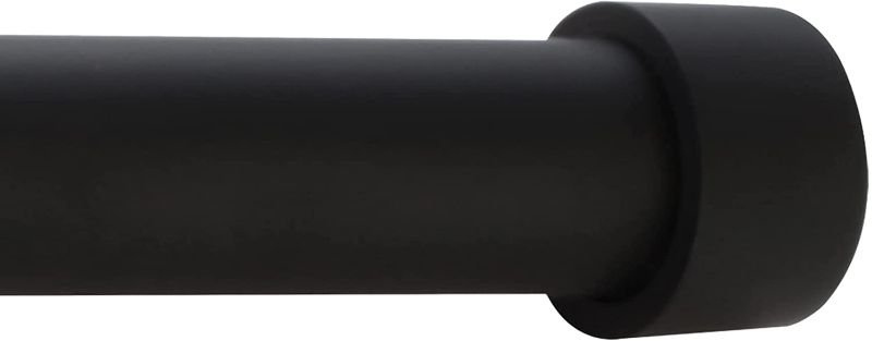 Photo 1 of Arnorx Curtain Rods for Windows 86 to 120 Inches, 1 Inch Decorative Adjustable Curtain Rod with End Cap Finials & Brackets, Drapery Rod for Curtains and Drapes, Matte Black
