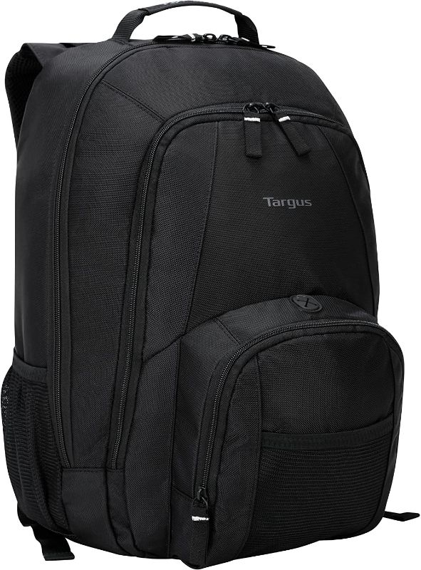 Photo 1 of Targus Groove Professional Business Laptop Backpack with Padded Compartment, Durable PVC Resistant Material, Front and Side Pouch Pockets, Protective Sleeve fits 16-Inch Laptop, Black (CVR600)
