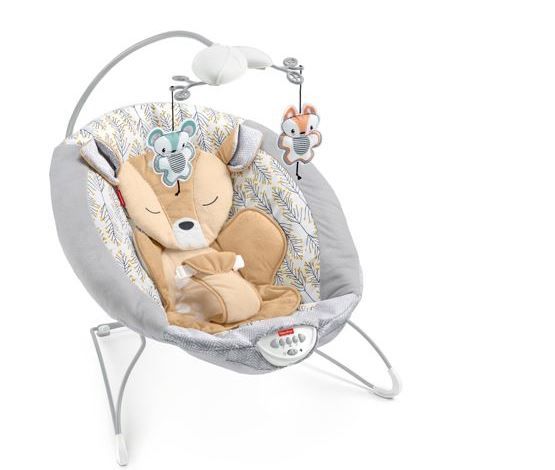 Photo 1 of Fisher-Price Fawn Meadows Deluxe Bouncer, Portable Infant Seat With Music And Soothing Vibrations 