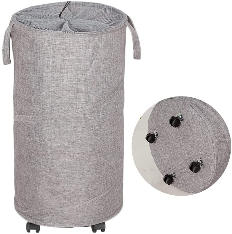 Photo 1 of  Laundry Bag,Laundry Basket with Wheels,Tall Round Storage