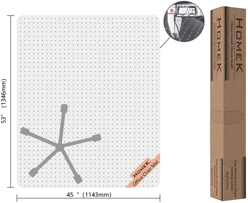 Photo 1 of HOMEK Chair Mat for Carpeted Floors, 53” x 45” Transparent Thick Office Floor Mats for Low Pile Carpet Floors
