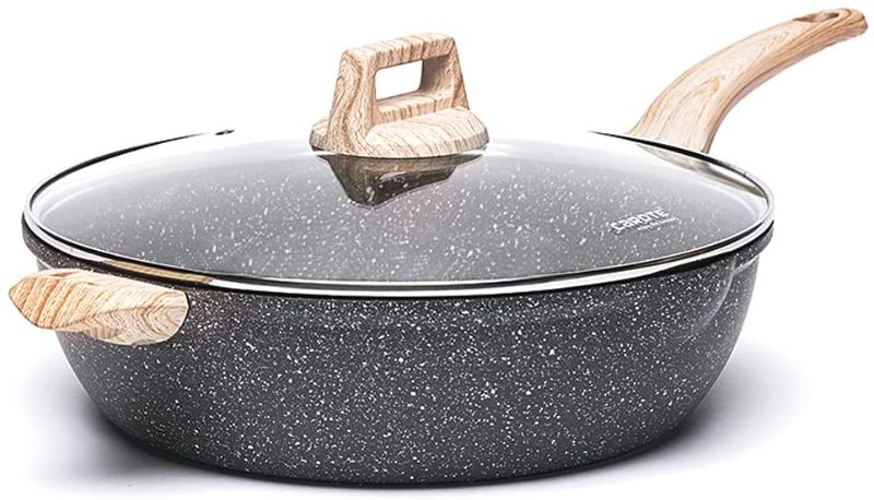 Photo 1 of Carote Nonstick Deep Frying Pan with Lid, 14 Inch Skillet Saute Pan Induction Cookware, Non Stick Granite Frying Pan for Cooking, PFOA Free (Classic Grainte)------(BROKEN HANDLE PIECE)
