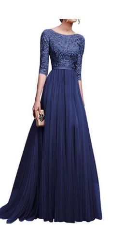 Photo 1 of Bridesmaid Formal Wedding Dress for Ladies Casual Round Neck Party Evening Cocktail Long Maxi Dress Floral Lace Half Sleeve A-Line Ball Gown (SIZE MEDIUM)
