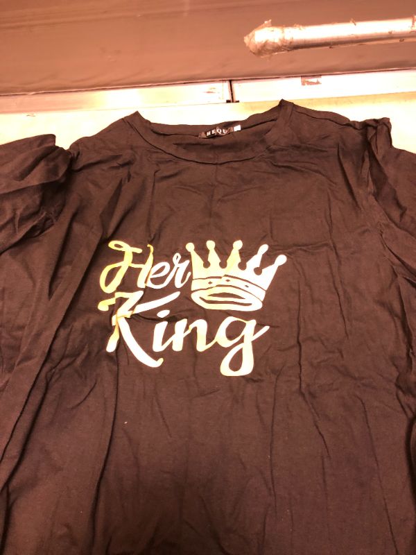 Photo 1 of Fancyqube King & Queen Her King His Queen Matching Cotton T-Shirts Personalized Gift For Couples Valentine Birthday Outfit (SIZE 3XL AND XL)
