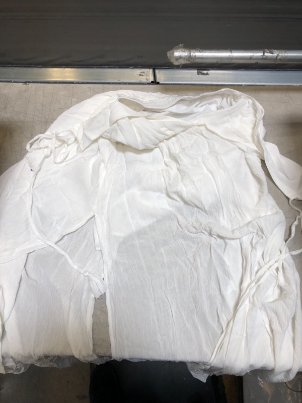 Photo 2 of Brandy White Plunge Tassel Backless Halter Dress (M)

