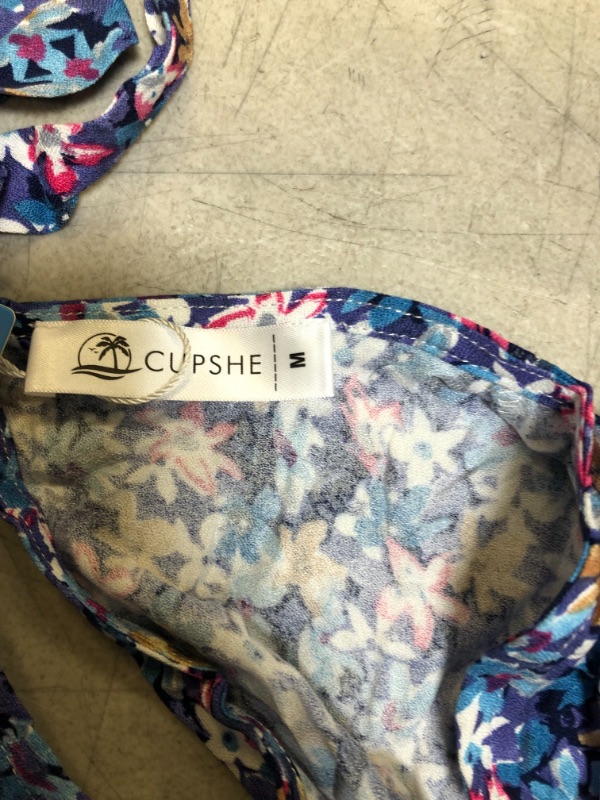 Photo 1 of Blue Floral Open Back Short Dress
