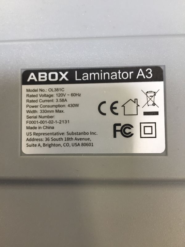 Photo 3 of Abox Thermal Laminator Machine OL381