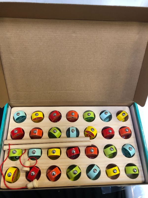 Photo 1 of Garlictoys Wooden Magnetic Fishing Game Fine Motor Skill Toy ABC Alphabet Color Sorting Puzzle ,Montessori Letters Cognition Preschool Education Gift for 3+Years Old Toddler Kid.